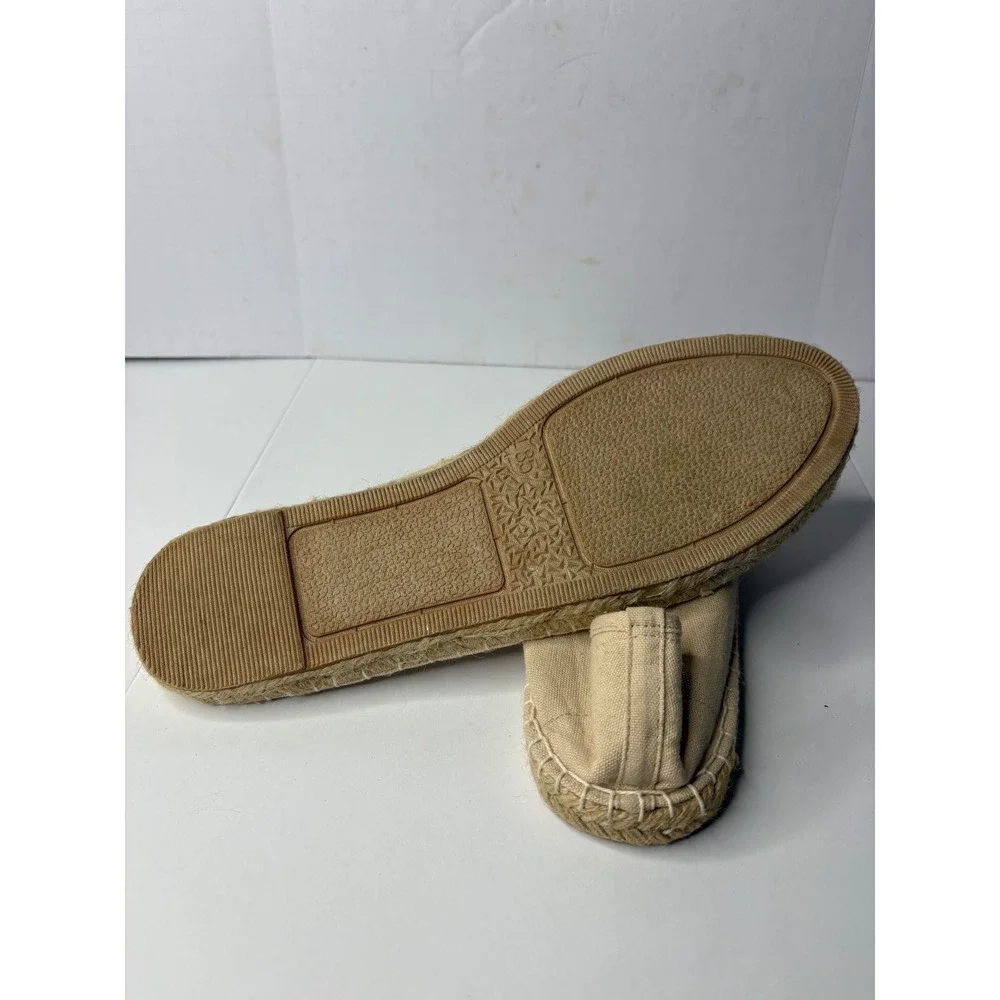 Coldwater Creek Walk with Me Tan Embroidered Espadrille Flats Womens 8.5M Cotton